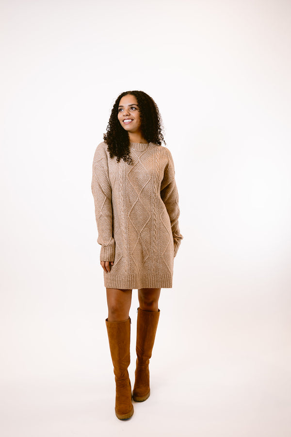 Knit Sweater Dress in Fawn