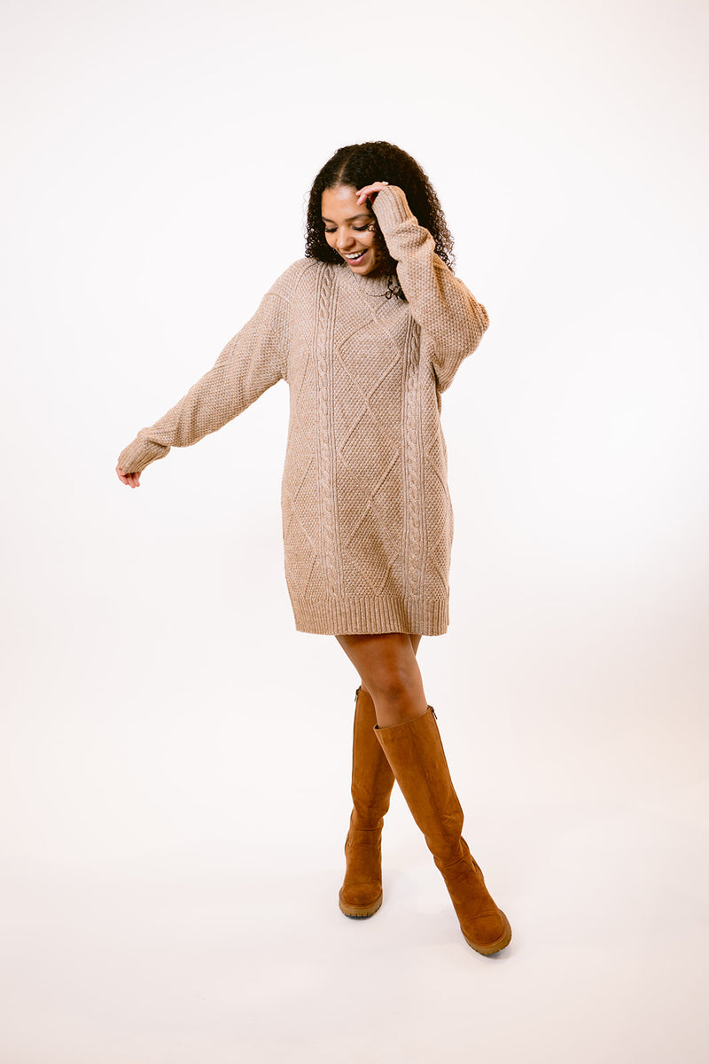 Knit Sweater Dress in Fawn