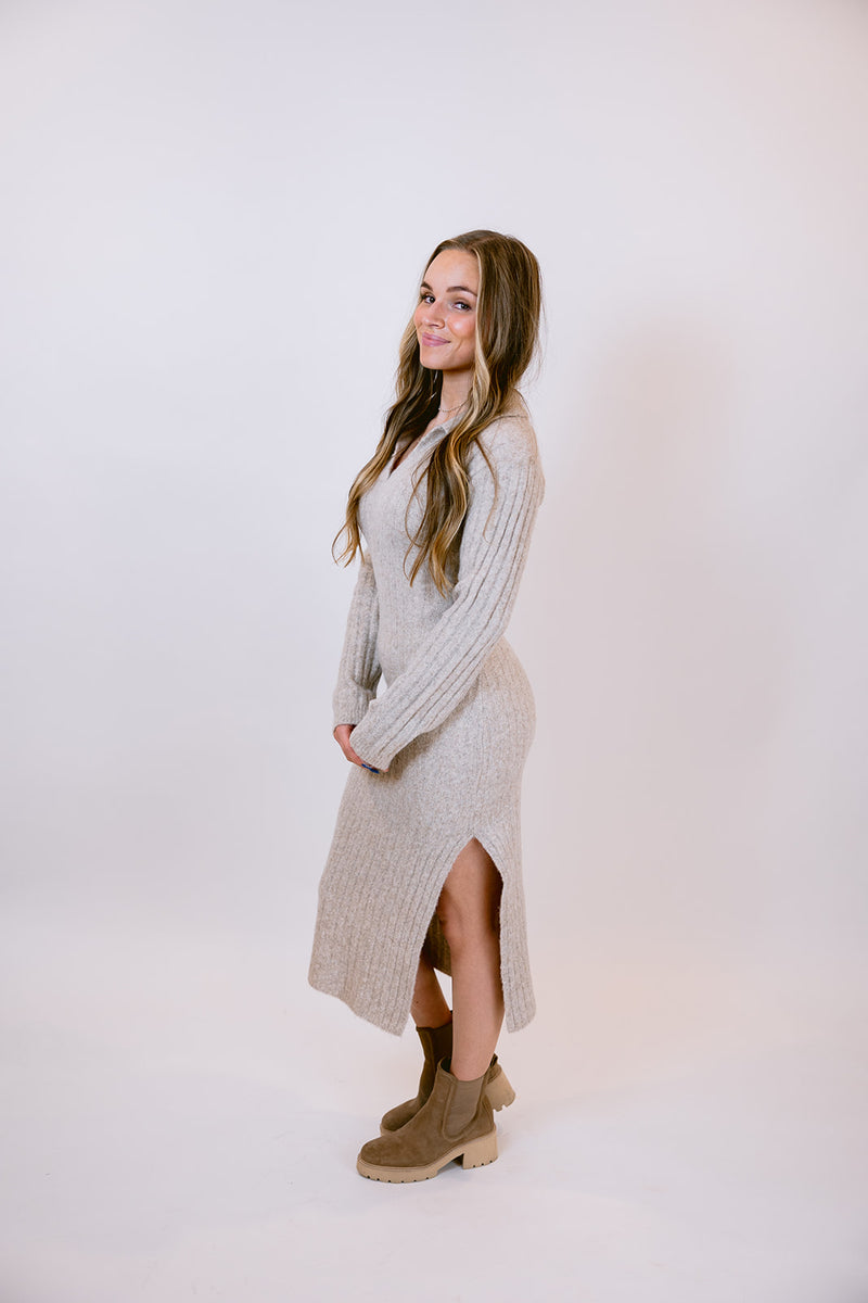 Fuzzy Sweater Midi Dress